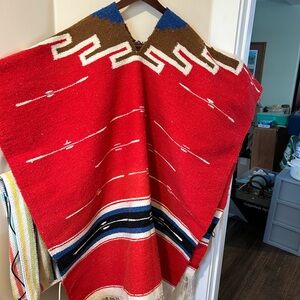 Vintage Navajo handwoven wool poncho/serape. Vibrant colors 36”x66”.